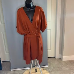 Wayf Rust/Cinnamon Wrap Dress
